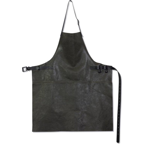 Schort leder vintage grijs-zwart bbq style