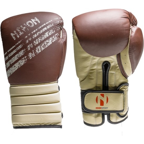 Nihon Bokshandschoen leer Trad KICKBOXPRO leer bruin (Maat: 10OZ)