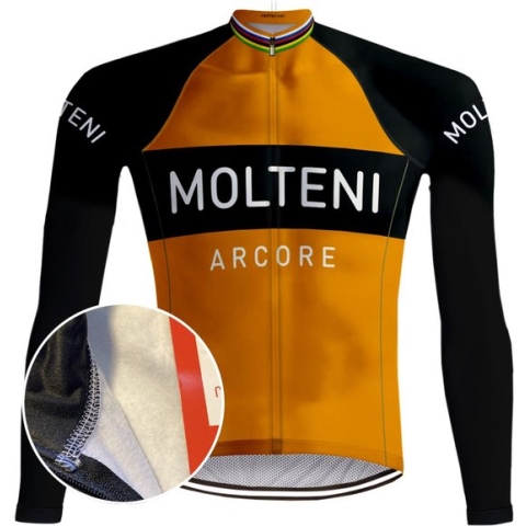 Retro Winter Wielerjack Molteni ( FLEECE) - Oranje REDTED (M)