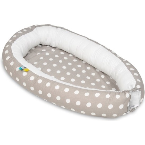 Baby nestje - grijs wit - stippen - met uitneembaar matras