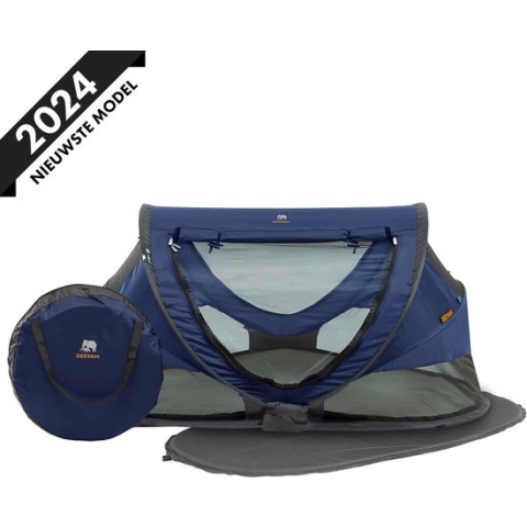 Deryan Peuter Luxe Campingbedje – Inclusief zelfopblaasbare matras - Navy