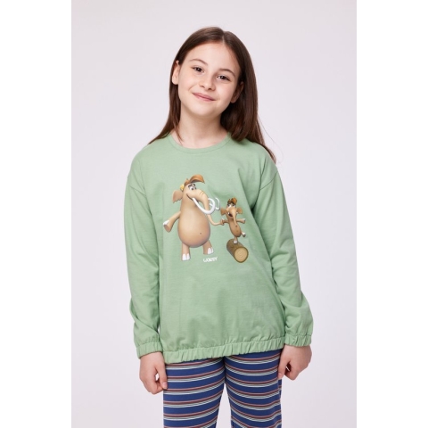 Woody Meisjes-Dames Pyjama groen - maat 16Y