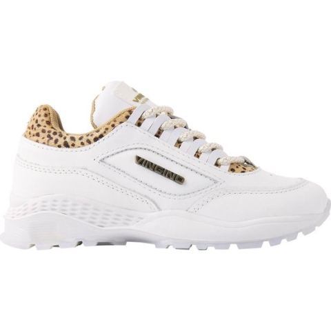 Vingino Fenna leren sneakers met panterprint / wit - maat 30