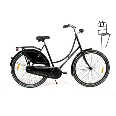 Wheelerz.nl omafiets glans zwart met voordrager