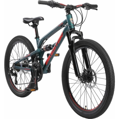Bikestar 24 inch Alu MTB Fully, 21 speed, groen
