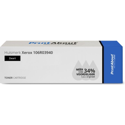 PrintAbout huismerk Toner 106R03940 Zwart geschikt voor Xerox
