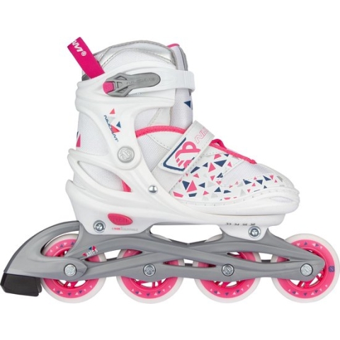 Nijdam Inline Skates Verstelbaar - White Wedge - Wit/Fuchsia - 33-36
