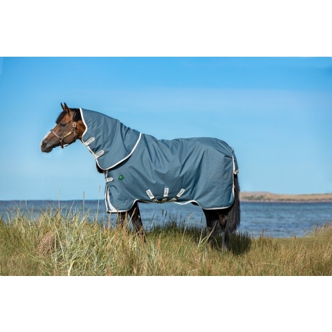 Horseware Amigo AmECO Bravo 12 Plus Turnout 0grs regendeken - maat 165/213 - teal/grey