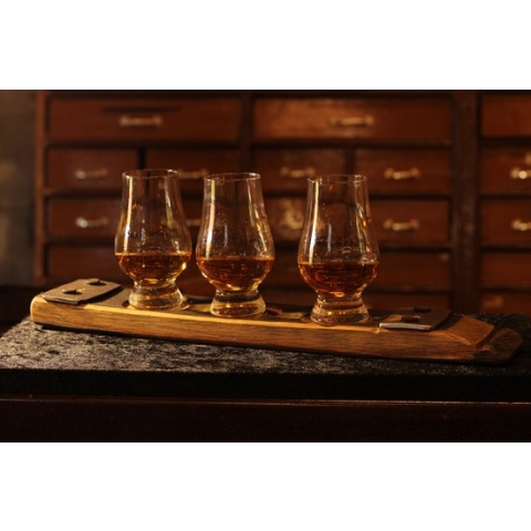 BA Limited Edition Proefplank 'Whisky' met 3 glazen / Sinterklaascadeau / Kerstcadeau / Whisky Gift Set