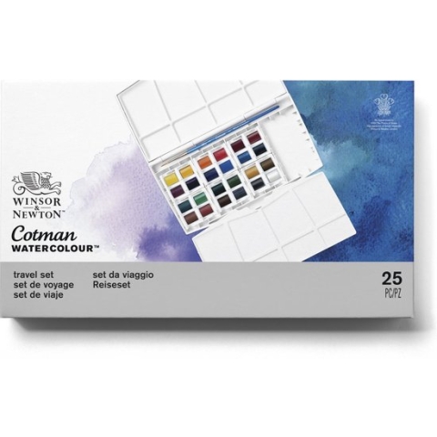 Winsor & Newton Cotman Painting Plus Aquarelset 24 halve napjes