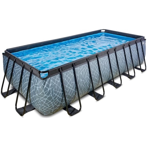 EXIT Stone zwembad 540x250x122cm met zandfilterpomp - grijs