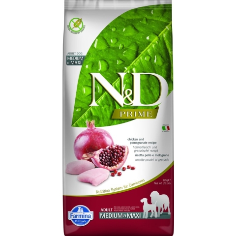 N&D Prime hondenvoeding Kip medium/maxi 12 kg.