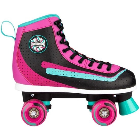 Nijdam Rolschaatsen - Retro Smash - Zwart/Smaragd/Magenta - 37