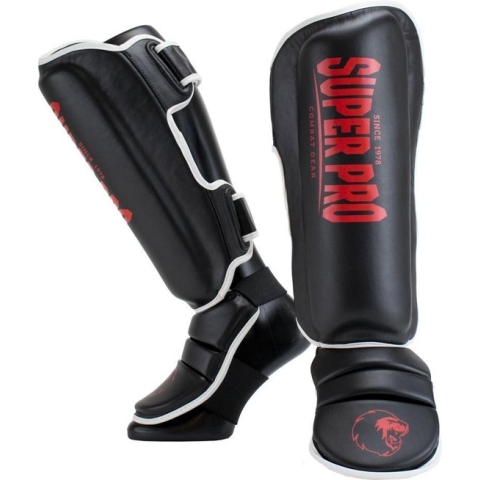 Super Pro Combat Gear Scheenbeschermer Protector SE Zwart/Rood/Wit Extra Large