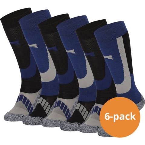 Xtreme Skisokken - 6 paar unisex skikousen kniehoogte - Multi Blue - Maat 39/42