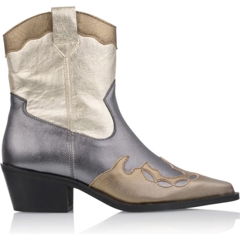 DWRS Metallic Westernboots enkellaars smoke antraciet - Maat 38