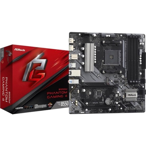 ASRock B550M Phantom Gaming 4 - Moederbord - M-ATX - Socket AM4 - B550 - Realtek RTL8111H - Gigabit LAN - Realtek ALC887/897 - USB 3.2 Gen1