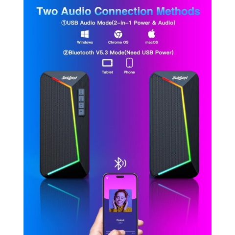 Upgrade je Geluidservaring met de R40 Computer Speakers - 2.0 USB Powered PC Speakers met Bluetooth 5.3!