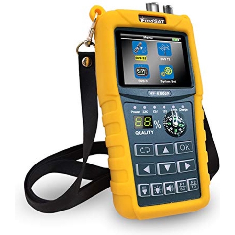 SZBOX - VF-6800 SATFinder - Satellite Finder - DVB-T2/S2/C - Zwart/Geel met Koffer