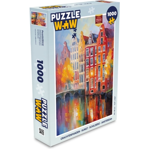 Puzzel Grachtenpanden - Kunst - Schilderij - Amsterdam - Legpuzzel - Puzzel 1000 stukjes volwassenen