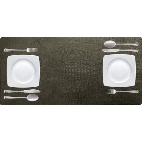 NOOBLU Tafelloper DUBL - Croco Olive green - Lengte: 95 cm, Aantal: 1 tafelloper