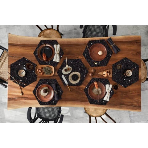 Placemats hexagon - Onderleggers placemats - Placemat zeshoek - Edelstenen - Onyx - Leeuw - Zodiac - 8 stuks