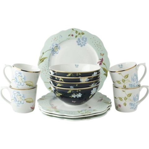 Laura Ashley Heritage Collection 12-delig Serviesset - Dinnerset - 4 persoons serviesset