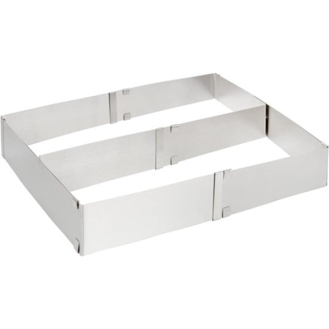 Premium Baking Frame, 5 cm Height, Size Adjustable and Divideable, 28.5 x 18 x 5 cm, Stainless Steel, Silver, Model 2023