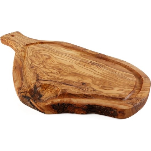 olijfhouten snijplank met handvat en gleuf, 40 x 20 cm