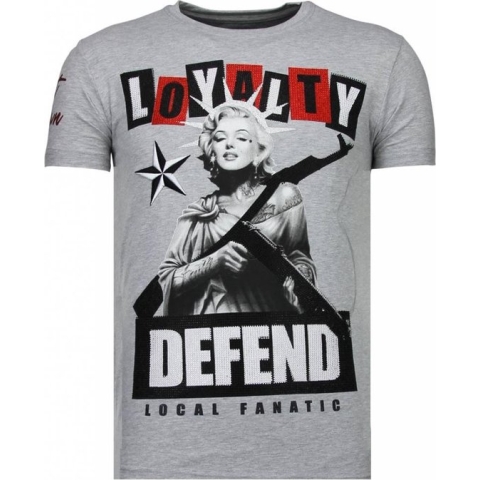 Loyalty Marilyn - Rhinestone T-shirt - Grijs
