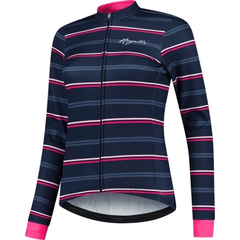 Rogelli Stripe Winterjack - Dames - Fietsjack - Blauw/Roze - Maat L