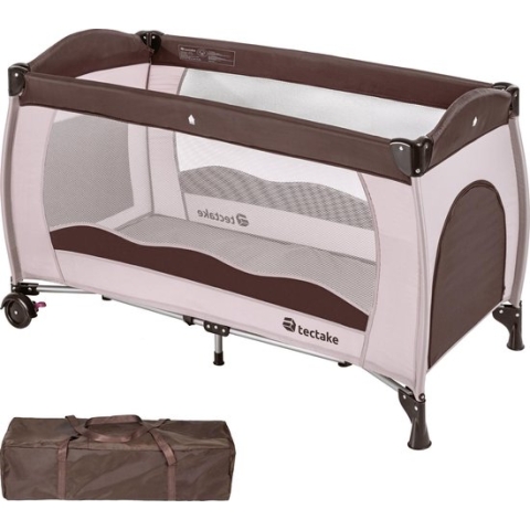 TecTake - kinder reisbed babybed - beige / bruin - 402417 - 126x65x80 cm met draagtas