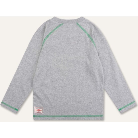 Twan l.sl. T-shirt 99 Solid with artwork Go Go Green Grey: 128/8yr
