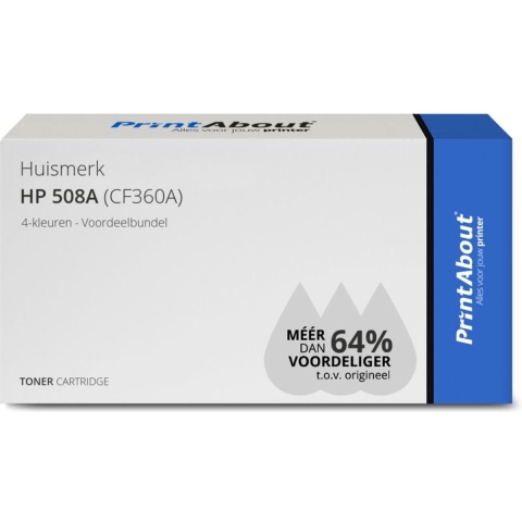 PrintAbout huismerk Toner 508A (CF360A) 4-kleuren Voordeelbundel geschikt voor HP