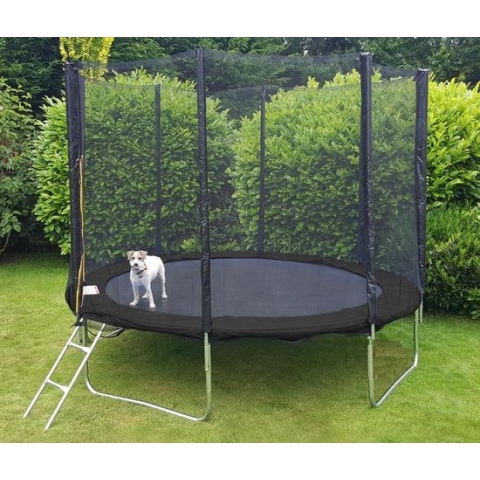 Trampoline 305 cm zwart - met veiligheidsnet & ladder - tot 120 kg
