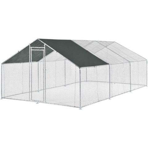 Stalen kippenren kippenhok buitenverblijf 3x6x2 m