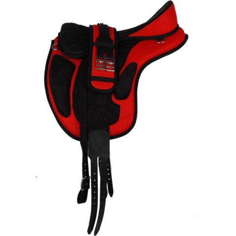 Pagony Boomloos Zadel Compleet - Maat: 17 Inch - Rood - Kunststof