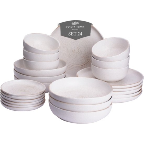 Costa Nova Serviesset Vermont Stoneware 6-persoons 24-delig Offwhite
