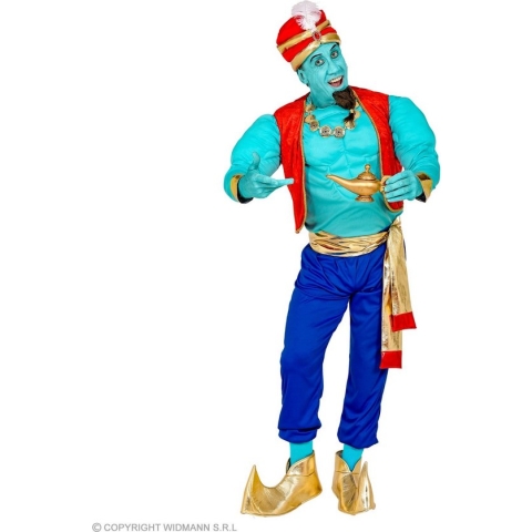 Widmann - Aladdin Kostuum - Geheel Tot Uw Dienst Geest - Man - Blauw, Rood - Large - Carnavalskleding - Verkleedkleding
