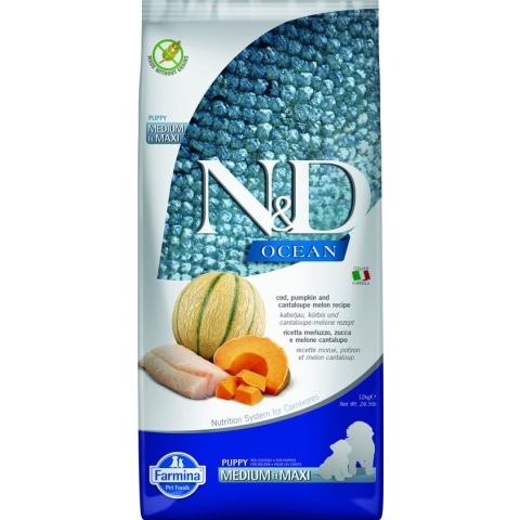 Farmina N&D Codfish, pumpkin and cantaloupe melon Puppy Medium & Maxi 12 kg
