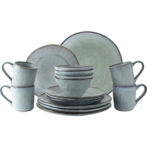 Dutch Rose Organic Serviesset 4 persoons - 16 Delig - Blauw Kerst Servies