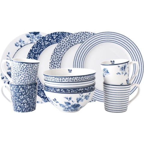 Laura Ashley Blueprint Collectables Serviesset 4 persoons - 12 Delig Kerst Servies