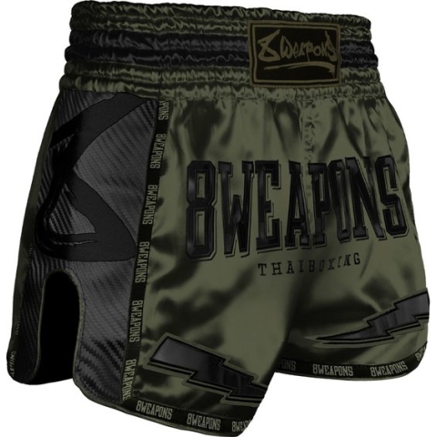 8 WEAPONS Muay Thai Short Carbon Underworld Olijfgroen maat S