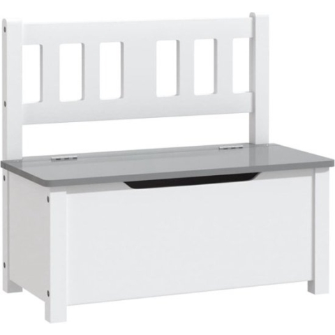 vidaXL Kinderopbergbankje 60x30x55 cm MDF wit en grijs