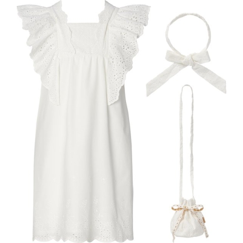 Noppies Jurk Eglin - Bright White - Maat 122