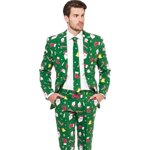 OppoSuits Santaboss - Mannen Kostuum - Groen - Kerst - Maat 52