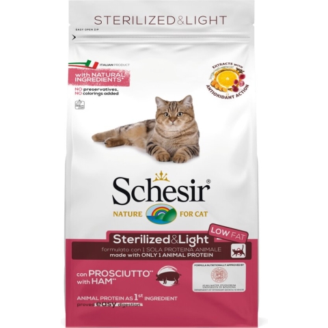 Schesir Kattenvoer Dry Sterilized Ham - 6 x 1,5 kg - Voordeelverpakking