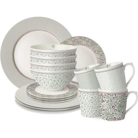 Laura Ashley Wild Clematis Collectables Serviesset 4 persoons - 16 delig