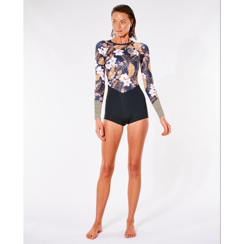 Rip Curl Dames Shortie Gbomb L/Sl Boyleg Spring  - Black/Gold 8