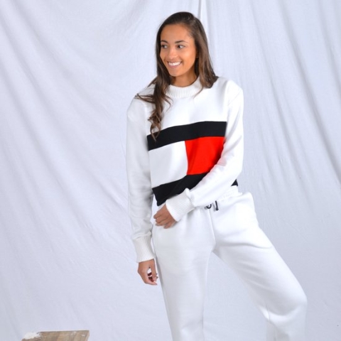 Witte joggingpak dames - Huispak - Trui - joggingbroek - By MAMBOO - L